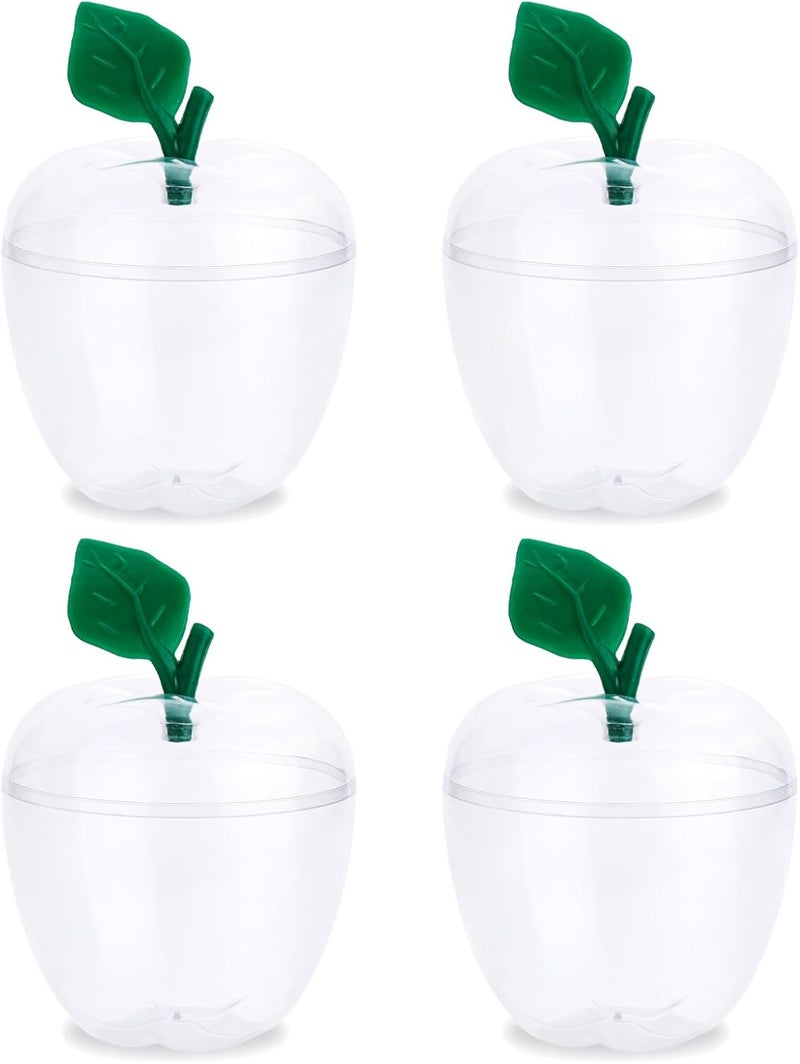 TABGACH Large Clear Apple Container 4 Pack,Plastic Apple Boxes Filling Containers Jar Classroom Wedding Party Christmas Decorations,Candy Jar Back To School Teacher Appreciation Gifts Christmas Gift - Image 1